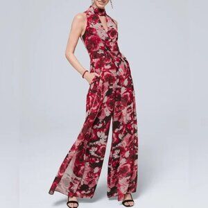 White House Black Market Pink Floral Jumpsuit 00